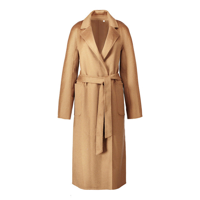 SHENGPALAE 2020 Winter High Quality Overcoat Two-sided Cashmere Overcoat