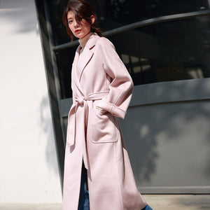 SHENGPALAE 2020 Winter High Quality Overcoat Two-sided Cashmere Overcoat