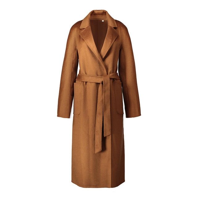 SHENGPALAE 2020 Winter High Quality Overcoat Two-sided Cashmere Overcoat