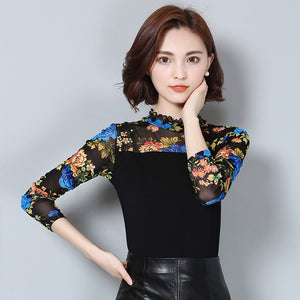 2018 New Fashion Fall Winter lace Women Blouse shirt Women Shirts Long Sleeve