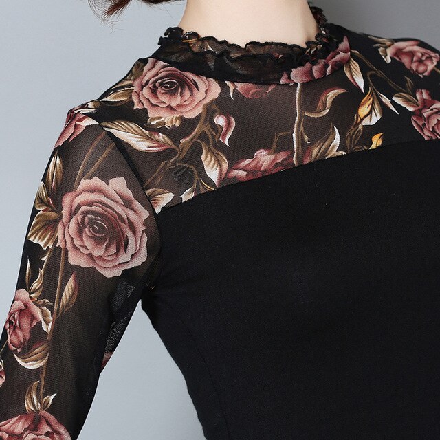 2018 New Fashion Fall Winter lace Women Blouse shirt Women Shirts Long Sleeve