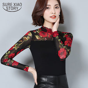 2018 New Fashion Fall Winter lace Women Blouse shirt Women Shirts Long Sleeve